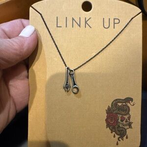 Link Up Black Necklace with‎ Wrench/Tool  Charm